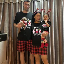 Christmas Matching Family Pajamas Three Bear Snowman Merry Christmas Black Pajamas Set