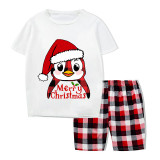 Christmas Matching Family Pajamas Hat Penguins Merry Christmas White Short Pajamas Set