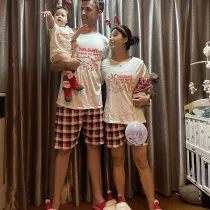 Christmas Matching Family Pajamas Dachshund Through the Snow Light Gray Short Pajamas Set