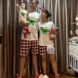 Christmas Matching Family Pajamas Dinosaur Rawr Fala Gray Short Pajamas Set