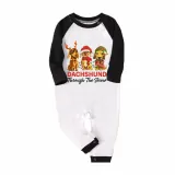 Christmas Matching Family Pajamas Dachshund Through the Snow Three Pets Green Pajamas Set