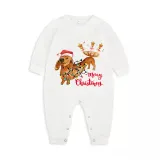 Christmas Matching Family Pajamas Merry Christmas Dachshund White Pajamas Set