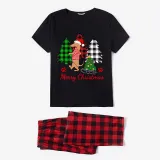 Christmas Matching Family Pajamas Merry Christmas Dachshund Tree Black Pajamas Set