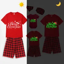 Christmas Matching Family Pajamas Luminous Glowing Merry Christmas Hat Short Pajamas Set