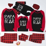 Christmas Matching Family Pajamas Papa Mama and Baby Bear Black Red Plaids Pajamas Set