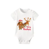 Christmas Matching Family Pajamas Merry Christmas Dachshund White Short Pajamas Set