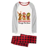 Christmas Matching Family Pajamas Dachshund Through the Snow Three Pets White Pajamas Set