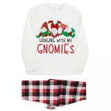 Christmas Matching Family Pajamas Sitting Gnimoes White Pajamas Set