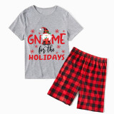 Christmas Matching Family Pajamas Through Snowflakes Gnomie For the Holidays Gray Short Pajamas Set