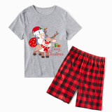 Christmas Matching Family Pajamas Merry Christmas Penguin Deer Gray Short Pajamas Set