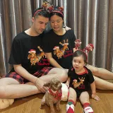 Christmas Matching Family Pajamas Merry Christmas Dachshund Black Pajamas Set