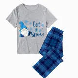 Christmas Matching Family Pajamas Snowflake Gnome Let It Snow Blue Pajamas Set