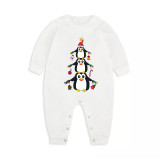 Christmas Matching Family Pajamas Penguins Christmas Pendant White Pajamas Set