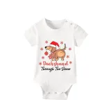 Christmas Matching Family Pajamas Dachshund Through the Snow White Short Pajamas Set