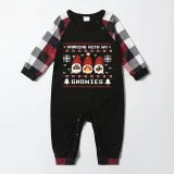 Christmas Matching Family Pajamas Seamless Hanging Gnomies Black Red Pajamas Set