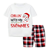 Christmas Matching Family Pajamas Chillin' with Snowman Gray Short Pajamas Set