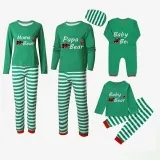 Christmas Matching Family Pajamas Papa Mama and Baby Bear Family Green Stripes Pajamas Set