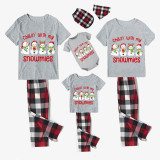 Christmas Matching Family Pajamas Chillin' with My Snowmies White Short Red Pants Pajamas Set
