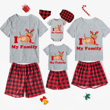 Christmas Matching Family Pajamas I Love My Family Dachshund Gray Short Pajamas Set