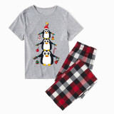 Christmas Matching Family Pajamas Penguins Christmas Pendant Gray Short Pajamas Set