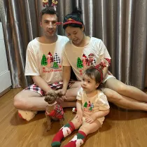 Christmas Matching Family Pajamas Merry Christmas Dachshund Tree Gray Short Pajamas Set