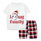 Christmas Matching Family Pajamas I Love My Family Penguin Gray Short Pajamas Set