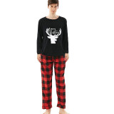 Christmas Matching Family Pajamas Merry Christmas Deer Head Black Pajamas Set