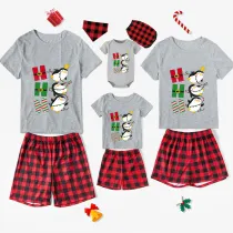 Christmas Matching Family Pajamas Hohoho Penguin Gray Short Pajamas Set