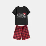 Christmas Matching Family Pajamas Luminous Glowing Merry Christmas Hat Short Pajamas Set
