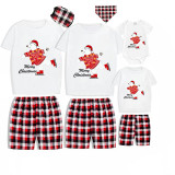 Christmas Matching Family Pajamas Skating Bear Merry Christmas White Short Pajamas Set