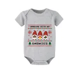 Christmas Matching Family Pajamas Seamless Hanging Gnomies White Short Pajamas Set