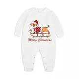 Christmas Matching Family Pajamas Merry Christmas Dachshund White Pajamas Set