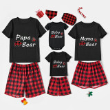 Christmas Matching Family Pajamas Papa Mama and Baby Bear Family Black Pajamas Set