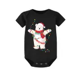 Christmas Matching Family Pajamas Christmas String Light Bear Black Pajamas Set
