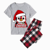 Christmas Matching Family Pajamas Hat Penguins Merry Christmas Gray Short Pajamas Set