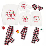 Christmas Matching Family Pajamas Three Bear Snowman Merry Christmas White Pajamas Set