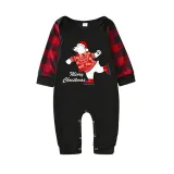 Christmas Matching Family Pajamas Skating Bear Merry Christmas Black Pajamas Set