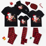Christmas Matching Family Pajamas Merry Christmas Penguin Deer Black Pajamas Set