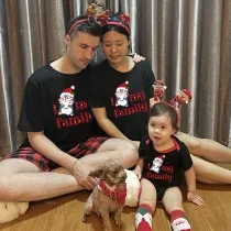 Christmas Matching Family Pajamas I Love My Family Penguin Black Pajamas Set