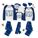 Christmas Matching Family Pajamas Papa Mama and Baby Bear Blue Pajamas Set
