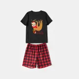 Christmas Matching Family Pajamas Sloth Christmas Gift Black Pajamas Set
