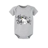 Christmas Matching Family Pajamas Let It Snow Gray Short Plaids Pants Pajamas Set