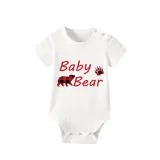Christmas Matching Family Pajamas Papa Mama and Baby Bear Family White Short Pajamas Set