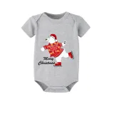 Christmas Matching Family Pajamas Skating Bear Merry Christmas Gray Short Pajamas Set