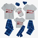 Christmas Matching Family Pajamas Papa Mama and Baby Bear Family Blue Pajamas Set