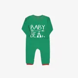 Christmas Matching Family Pajamas Papa Mama and Baby Bear Green Stripes Pajamas Set