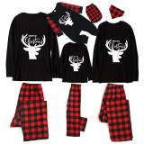 Christmas Matching Family Pajamas Merry Christmas Deer Head Black Pajamas Set