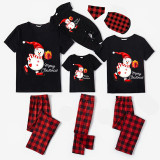 Christmas Matching Family Pajamas Skating Snowman with Gift Black Pajamas Set