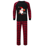 Christmas Matching Family Pajamas Skating Snowman with Gift Black Pajamas Set