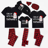 Christmas Matching Family Pajamas Chillin' with Snowman Black Pajamas Set